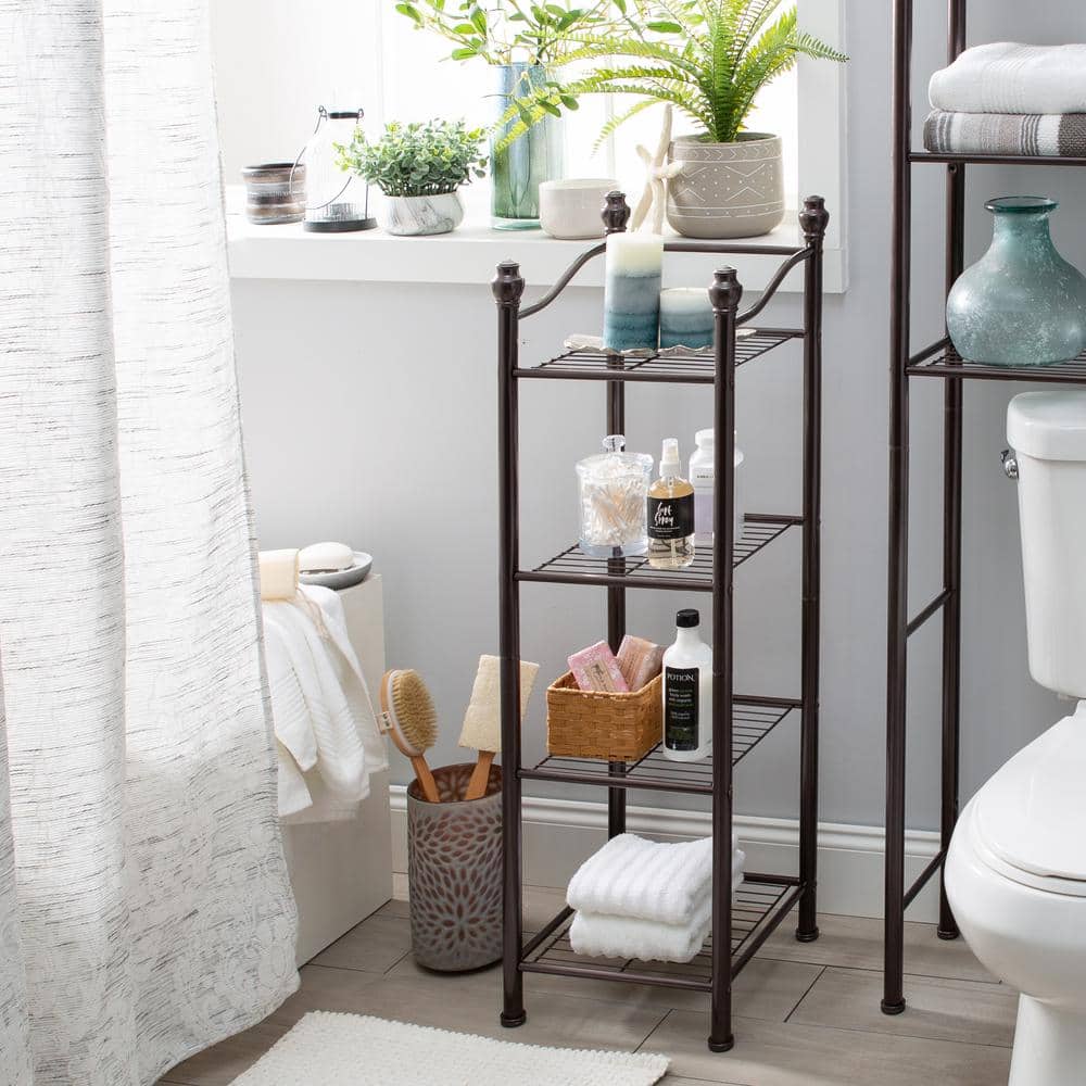 Bronze 4-Tier Metal Shower Organizer for Powder Room