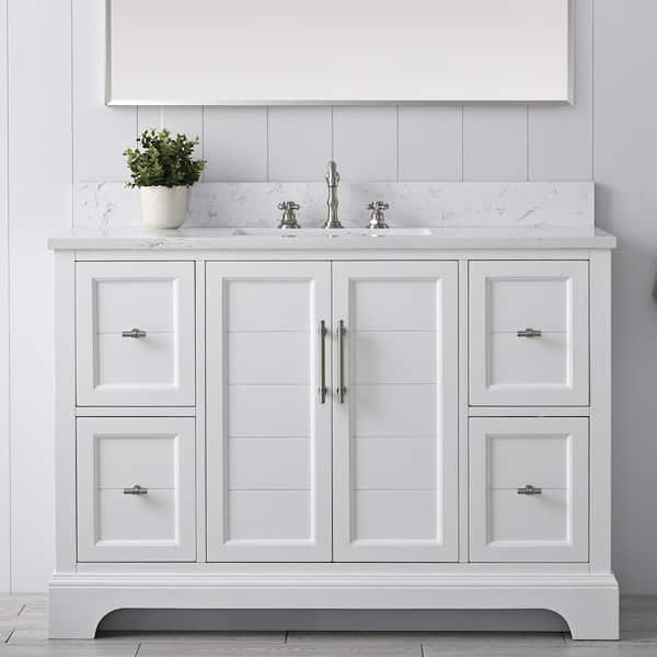 Vanity Art Chambery 48 in. W x 22 in. D x 34.5 in. H Bathroom Vanity in White with Engineered Marble Top