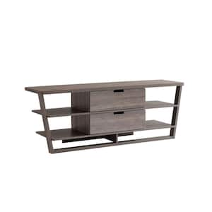 60 in. Brown Wood TV Stand Fits TVs up to 65 in. with 2-Drawers