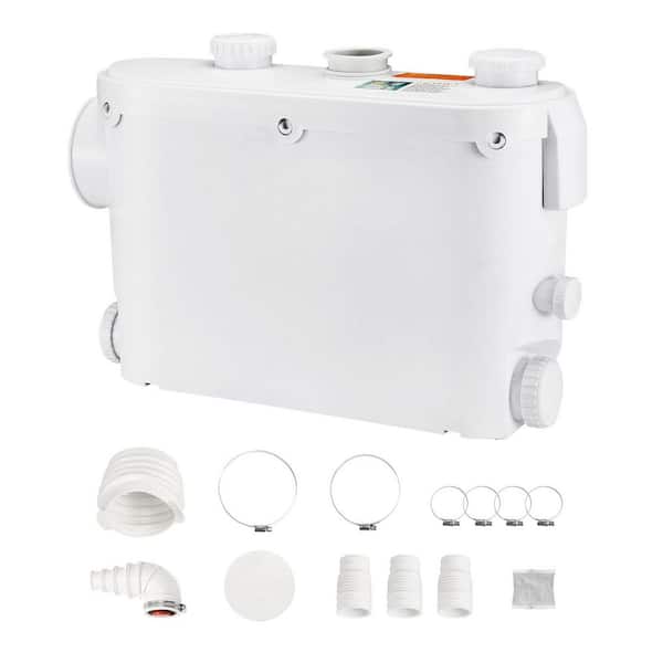 SKYSHALO Macerator Pump 500W 29GPM Flow 26ft. Head Macerator Wall-Hung Toilet Pump with 4 Water Inlets for Toilet