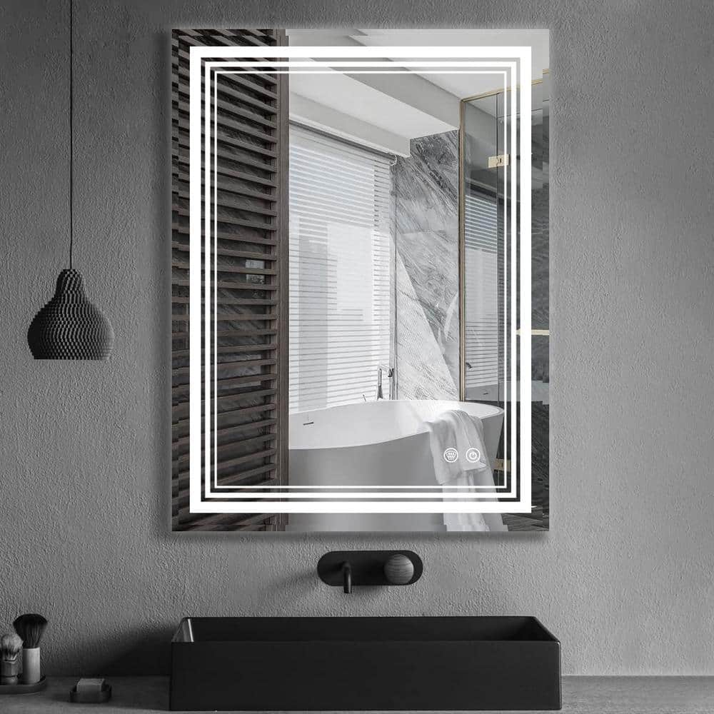 24 in. W x 32 in. H Rectangular Aluminum Framed Anti-Fog LED Lighted Wall B