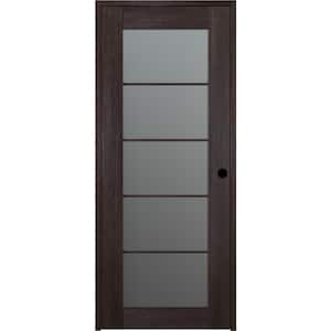 36 in. x 96 in. Vona Left-Hand Solid Composite Core 5-Lite Frosted Glass Veralinga Oak Wood Single Prehung Interior Door