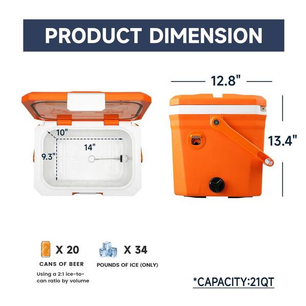 MOEPISY 20 qt. Orange Portable Cooler 0F1MTGRN8 - The Home Depot