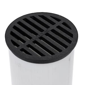 4 in. Plastic Round Drainage Grate in Black