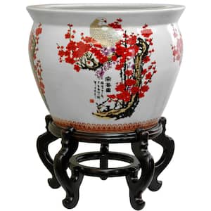 12 in. Cherry Blossom Porcelain Fishbowl