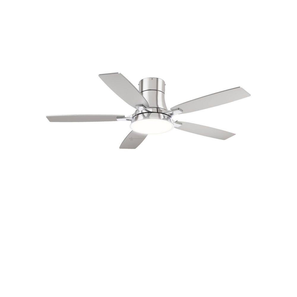 52 in. Indoor Chrome Flush Mount Ceiling Fan with Integrated LED with Remote Control Included price history on PriceWatchPro