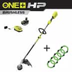 ONE+ HP 18V Brushless Attachment Capable String Trimmer w/ Extra 5-Pack Pre-Cut Spiral Line, 6.0Ah Battery & Charger