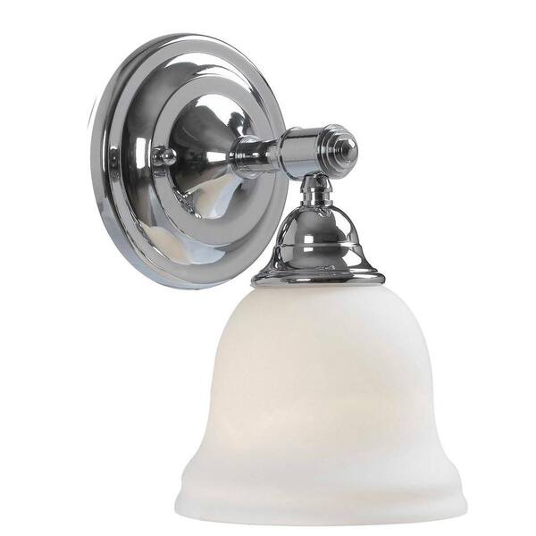 World Imports 1-Light Ava Chrome Bath Sconce with Glass Shade