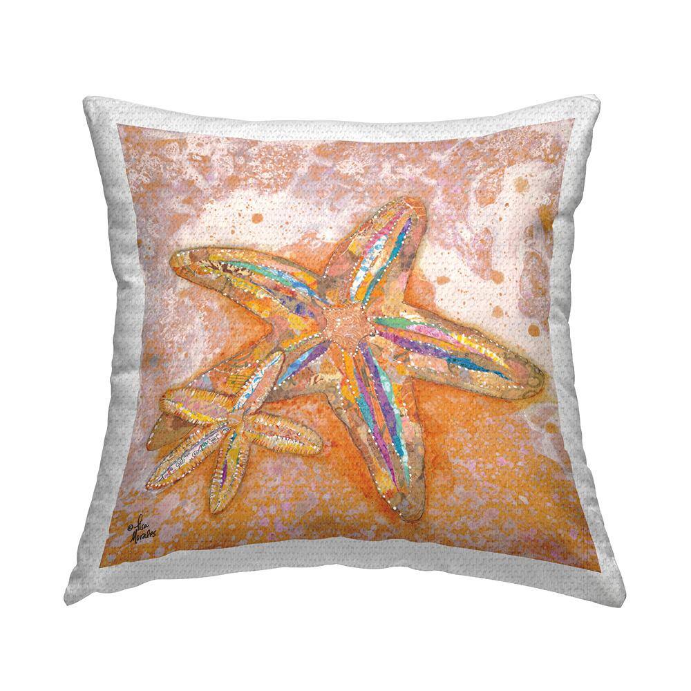 Starfish Beach Shore Nautical Animal Orange Square Outdoor Throw Pillow price history on PriceWatchPro