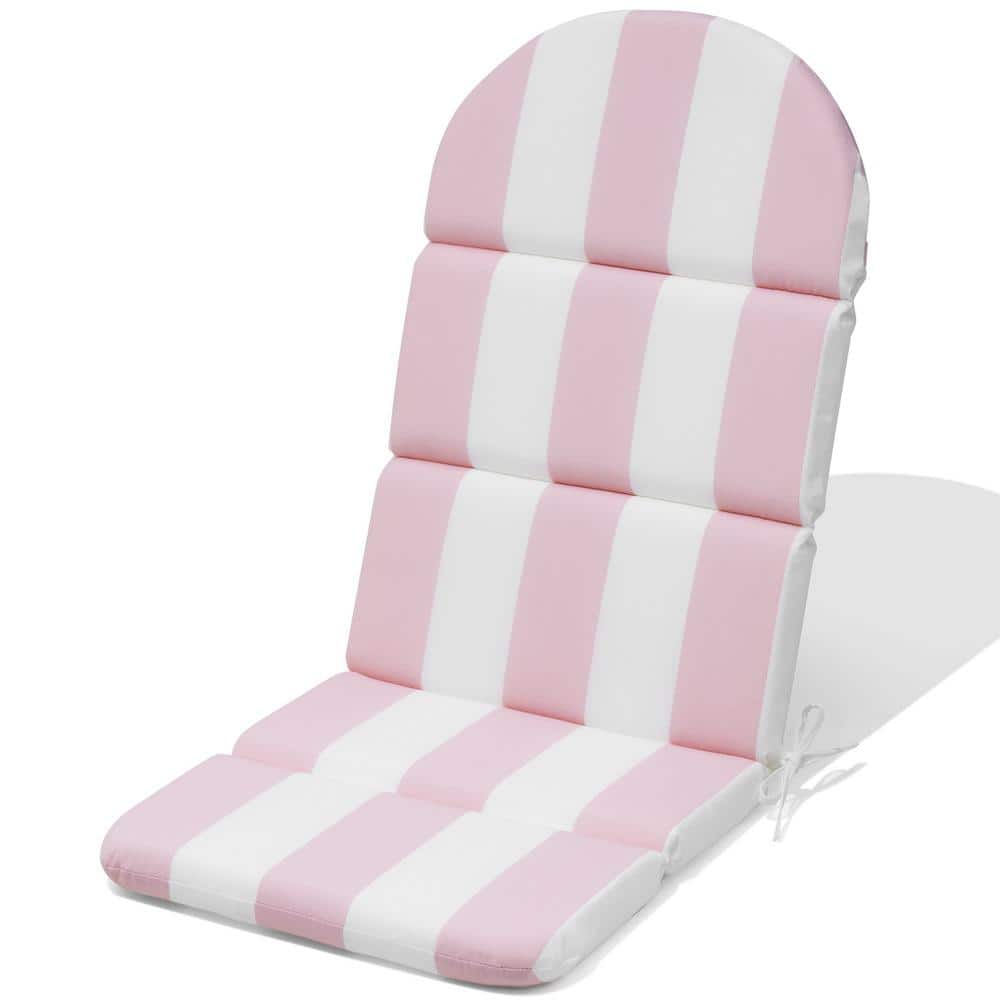 50 in. x 20 in. 1-Piece Outdoor Adirondack Chair Cushion in Pink and White