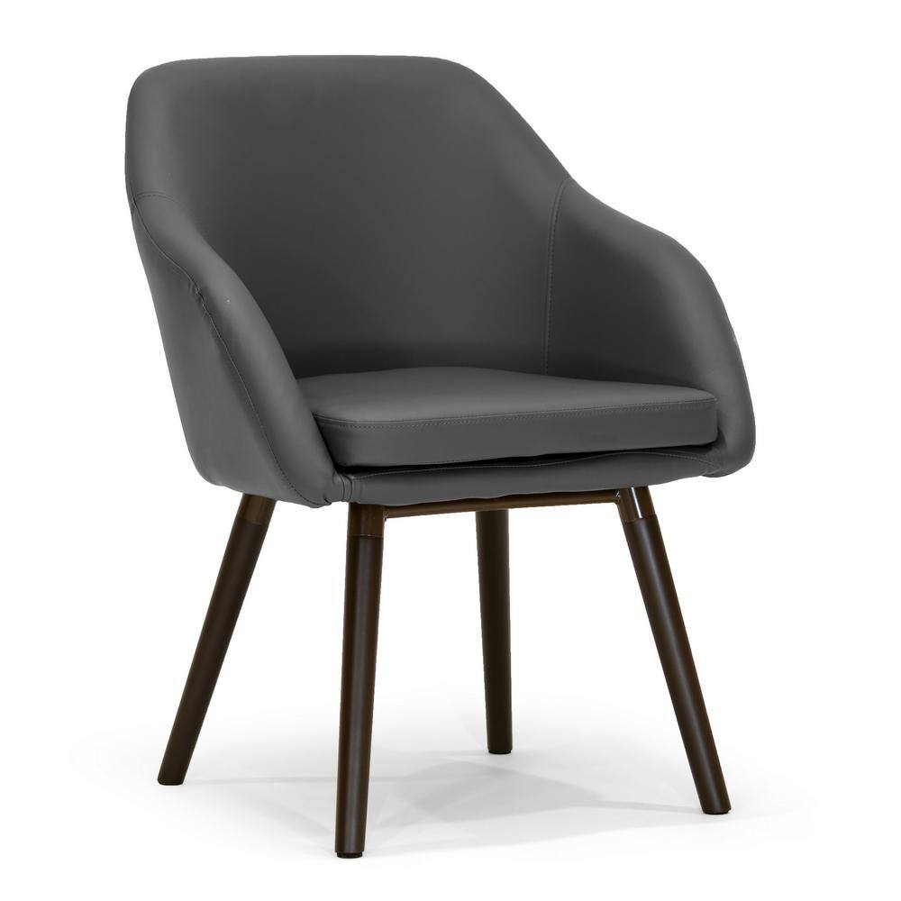 Gray Faux Leather High Back Accent Arm Chair
