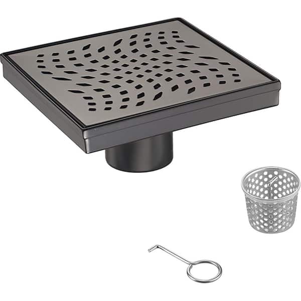 Elegante Drain Collection 4 in. Square Stainless Steel Shower Drain with Wave Pattern in Venetian Bronze
