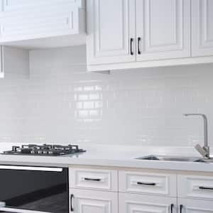 White 12 in. x 12 in. Vinyl Peel and Stick Backsplash for Kitchen, Self-Adhesive Subway Wall Tile 10-Pack