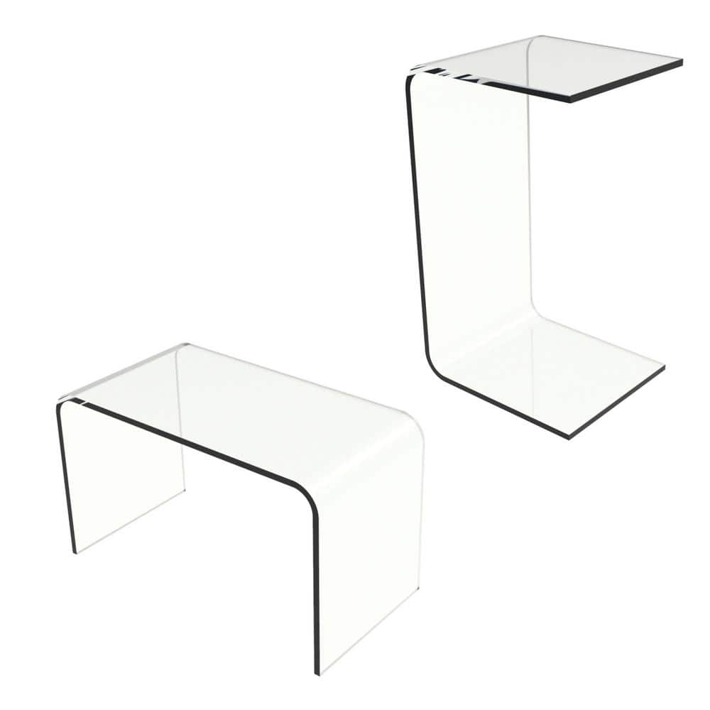 Acrylic Clear Modern C-Style Vertical End Table - thumbnail 8