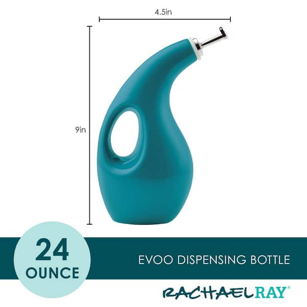 Rachael Ray Ceramic EVOO Oil and Vinegar Dispensing Bottle, 24-Ounce,  Turquoise 48468 - The Home Depot