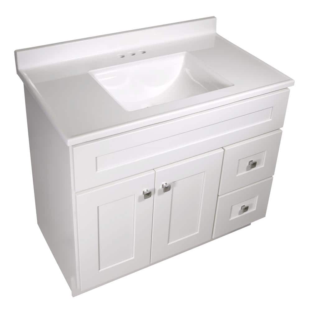 Camilla 37-Inch Solid White Cultured Marble Vanity Top