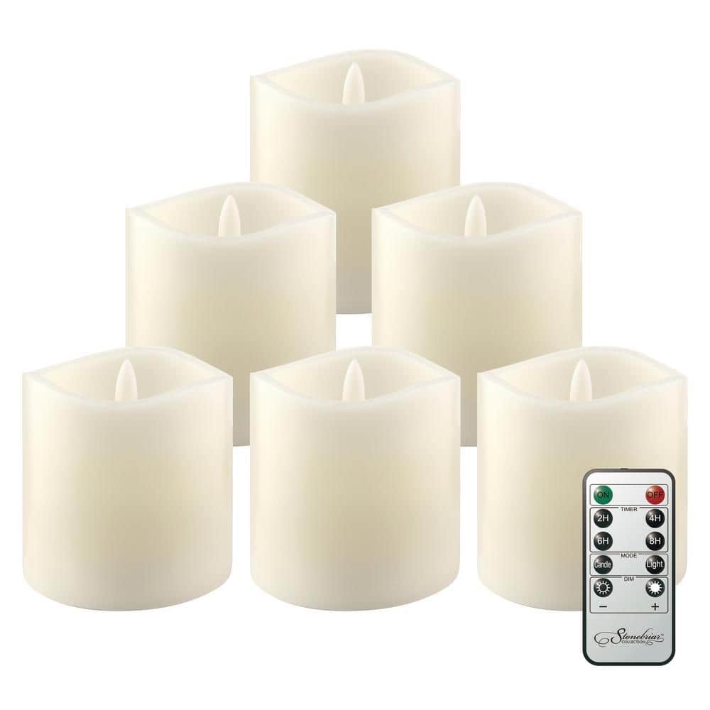 Stonebriar Collection Ivory 3x3 Real Wax LED Candle Set (6 Pk) SB