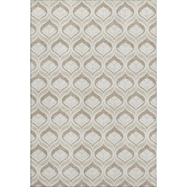 Mayfield Premium Machine Washable Abstract AMF2379 Beige 9 ft. x 12 ft. Area Rug