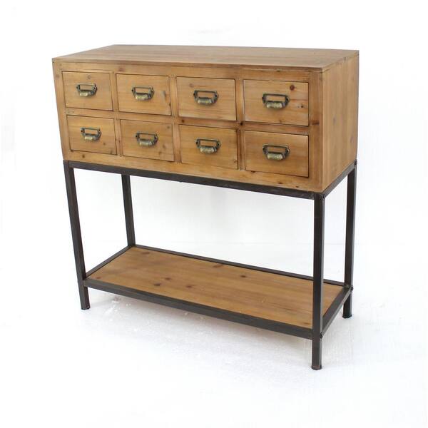 Unbranded Brown Wood 8-Drawer Storage Cabinet