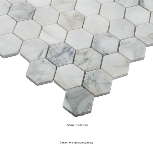 MSI - Calacatta Cressa Hexagon 12.38 in. x 12.38 in. Honed Marble Look Floor and Wall Tile (9.8 sq. ft./Case)