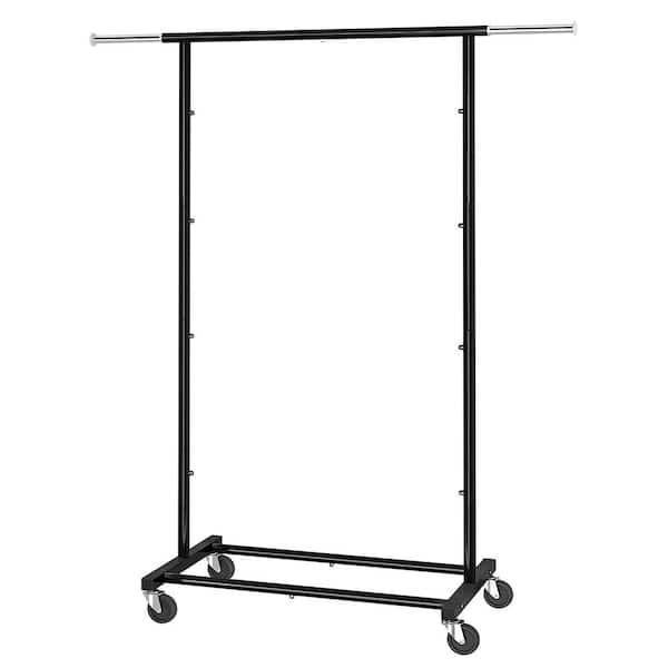 Unbranded Black Metal Garment Clothes Rack with Extendable Rod 30.5 in. W x 58.7 in. H