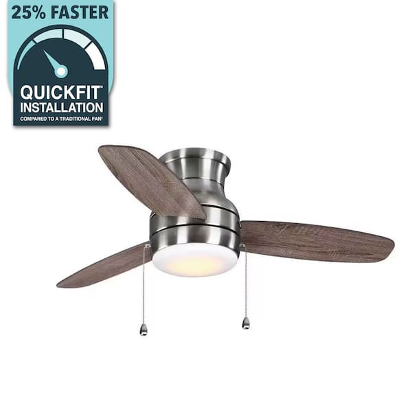 Ashby Park 44 in. White Color Changing Integrated LED Brushed Nickel Ceiling Fan with Light Kit and 3 Reversible Blades