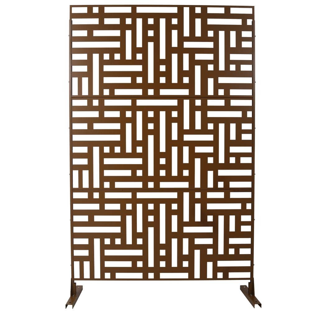 6.3 ft. x 4 ft. Brown Steel Freestanding Flat Flat Top Decorative Privacy Screen Metal Fence Panel price history on PriceWatchPro