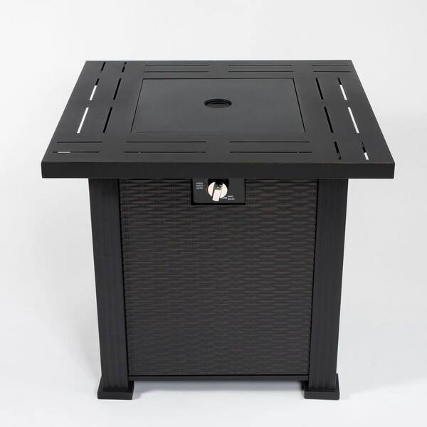 28 in. 50000 BTU Propane Gas Fire Pit Table, Square Steel Fire Pit for Outside Patio Deck Garden Backyard-Black