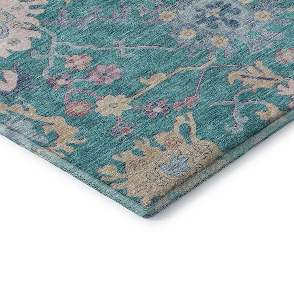 Mayfield Premium Machine Washable Abstract AMF1154 Teal 10 ft. x 14 ft. Area Rug