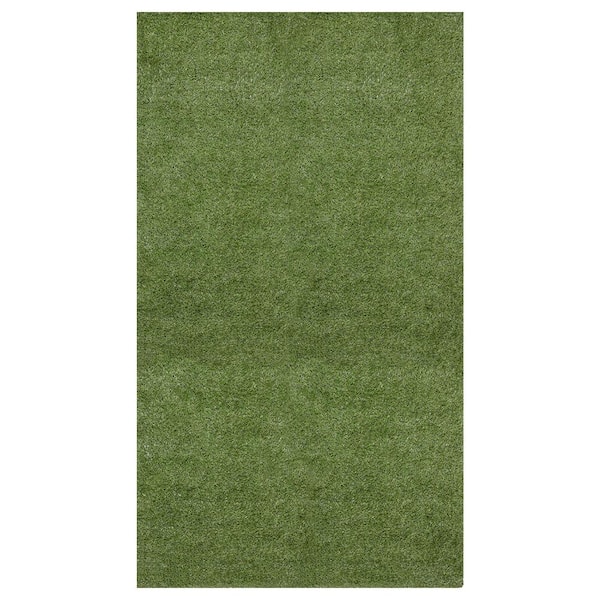 Evergreen Collection Waterproof Solid 7 ft.x21 ft. Indoor/Outdoor Artificial Grass Runner Rug,21 ft. x 6 ft. 6 in. Green