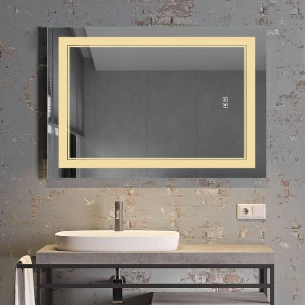 32 in. W x 24 in. H Rectangular Frameless Dimmable LED Lights Wall Mounted Bathroom Vanity Mirror