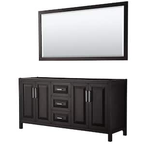 Daria 71 in. Double Bathroom Vanity Cabinet Only with 70 in. Mirror in Dark Espresso