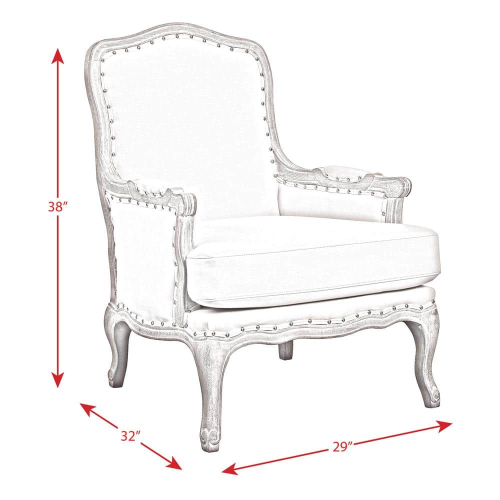 Classic French Taupe Wooden Accent Chair with Nailhead Trim