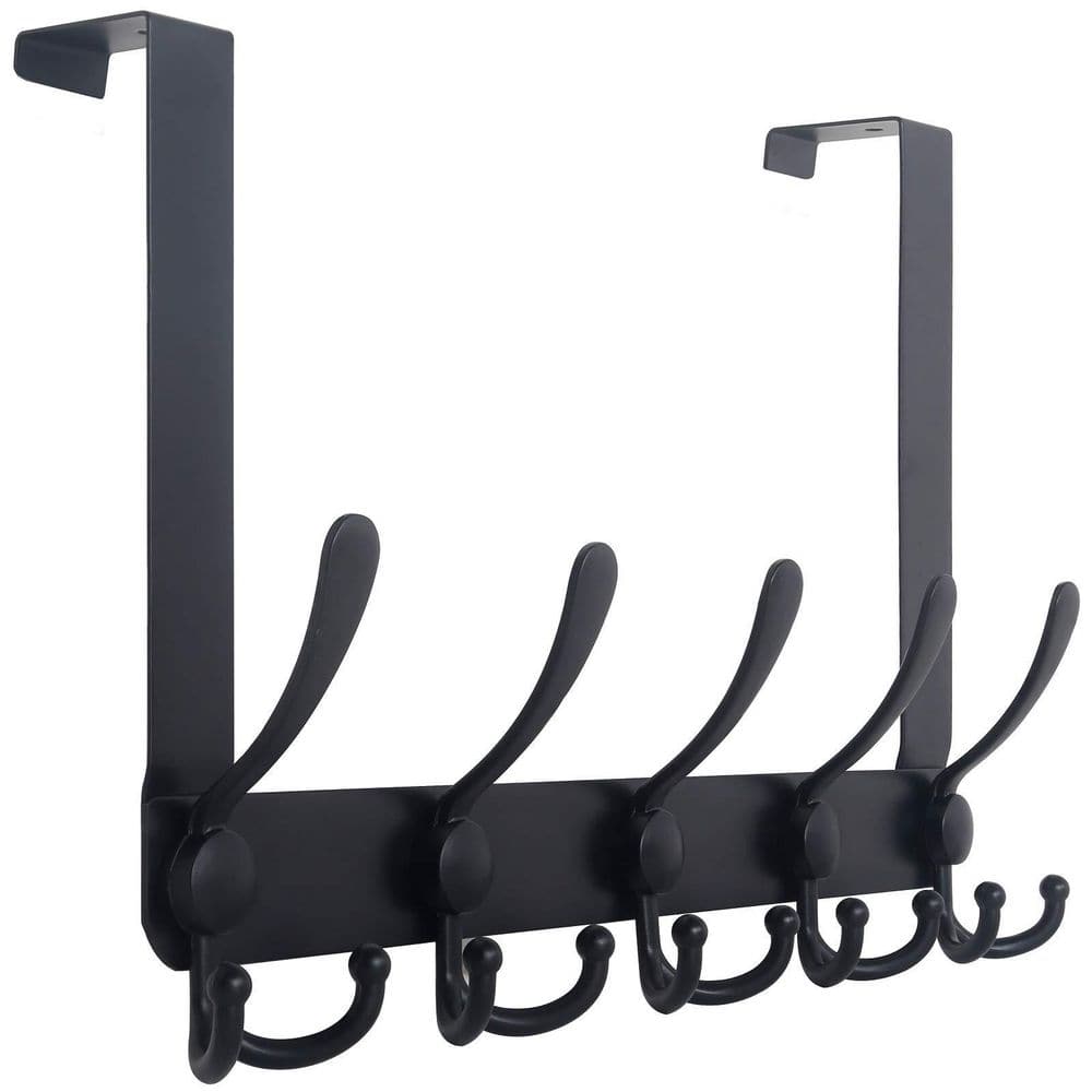 16.75 in. Over The Door Hooks Rack with 5-Tri Hooks for Hanging for Bathroom Hanging, Black (1-Pack) price history on PriceWatchPro