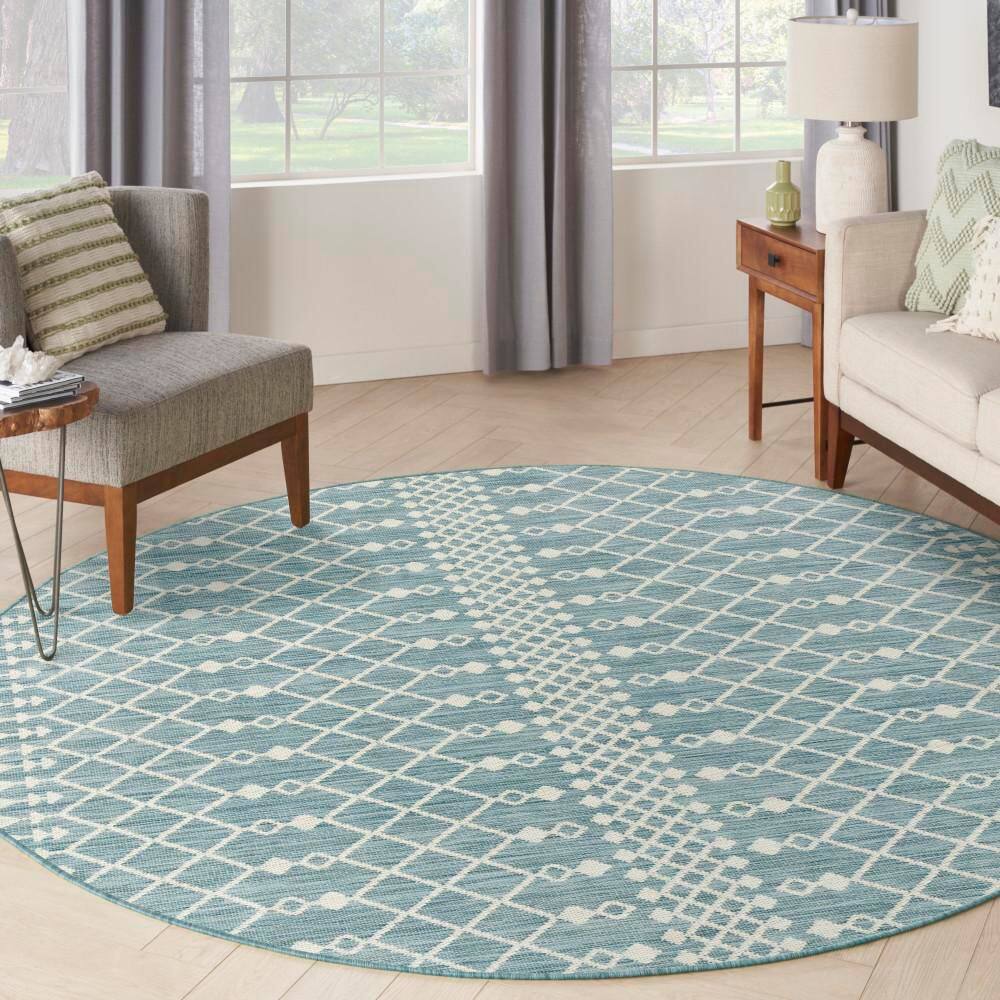 Positano Aqua 4' Round x 4 ft. Moroccan Contemporary Round Area Rug price history on PriceWatchPro