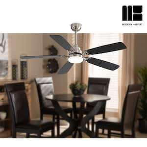 WhisperBloom Blade Span 52 in. Indoor Brushed Nickel Ceiling Fan with LED Light Bulbs and Remote Control