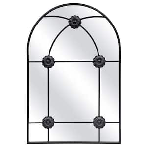 28 in. W x 40 in. H Arched Classic Accent Mirror with Black Metal Frame Decorative Wall Mirror