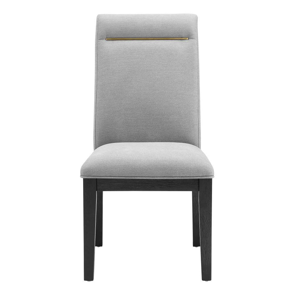 Gray Faux Leather Upholstered Parsons Side Chair with Wood Frame