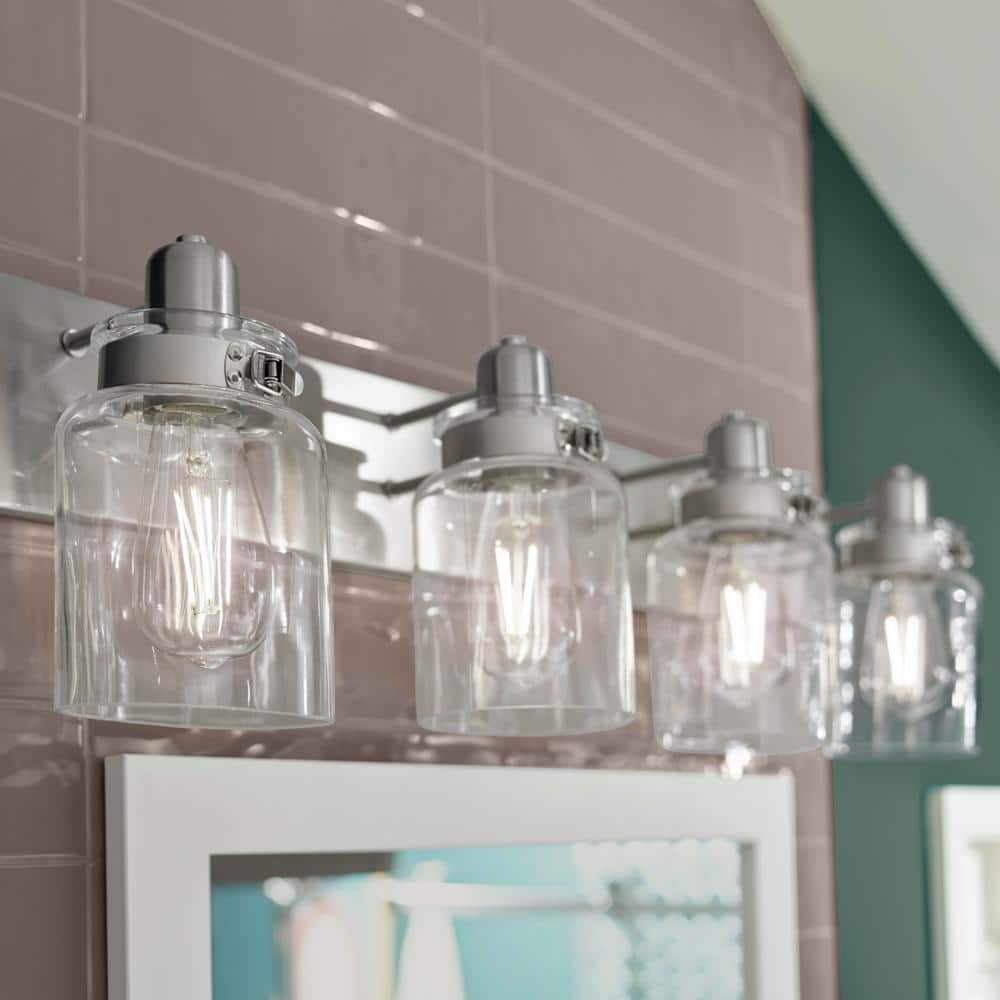Calhoun Nickel 4-Light Clear Glass Vanity Light