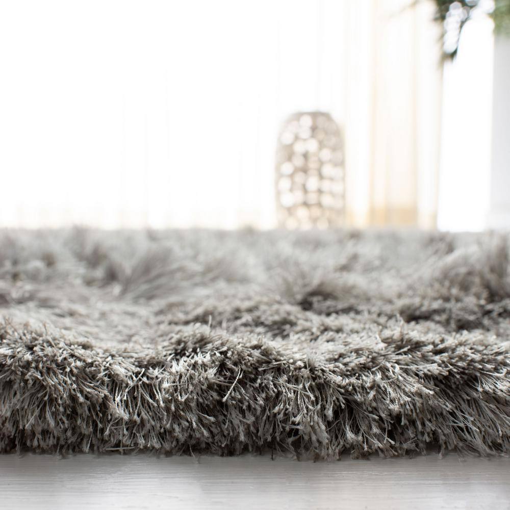 Gray Hand-Tufted Shag Synthetic 4' x 6' Area Rug