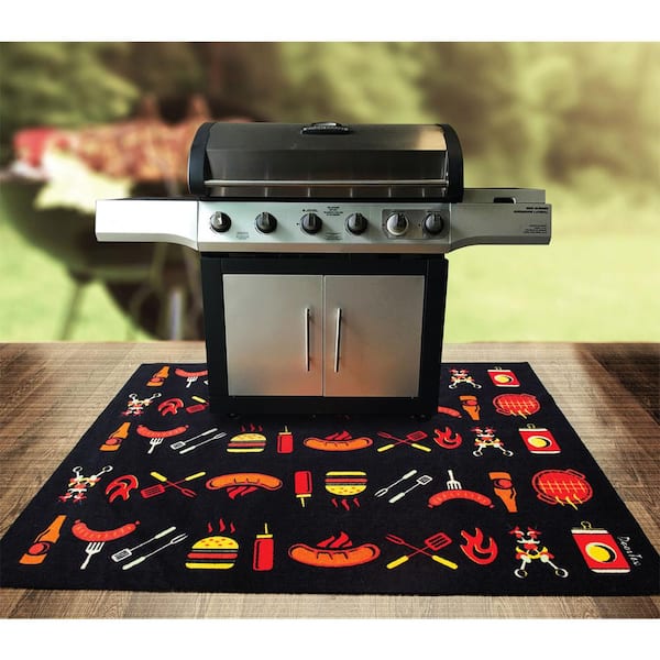 Floortex Doortex 39 in. x 48 in. Multi-Colored Cook Design Fire Retardant Rectangular Outdoor BBQ Mat