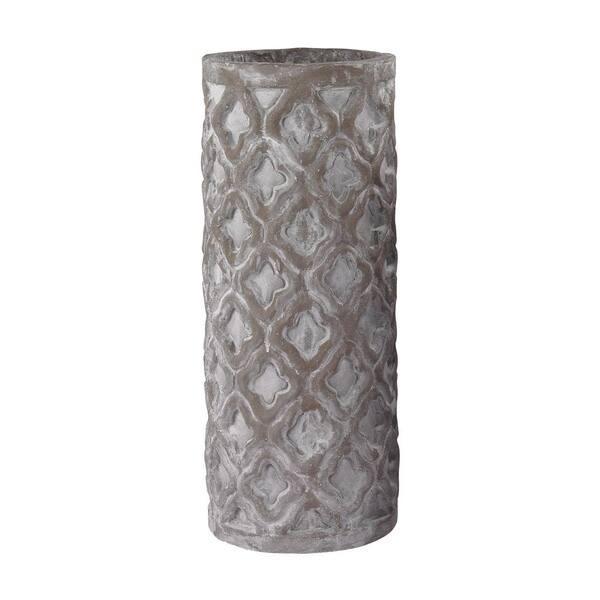 Titan Lighting 16 in. Organic Pattern Earthenware Decorative Vase in Antique Gray