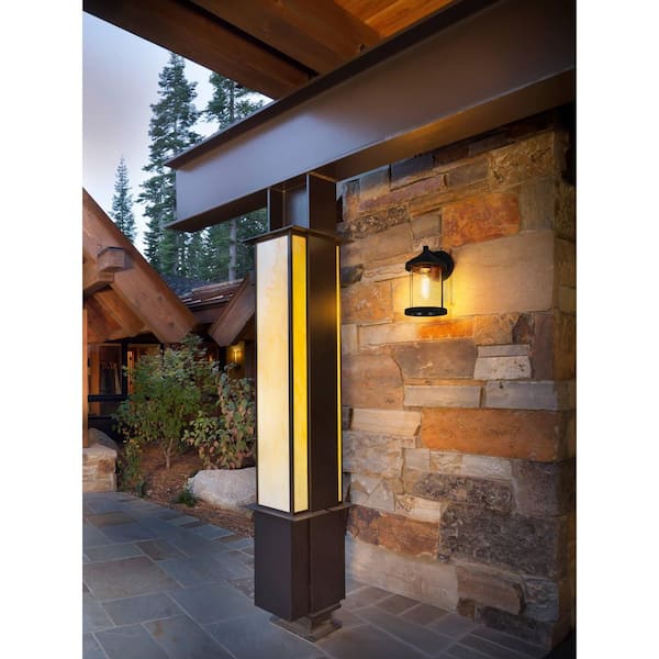10 in. Black Outdoor Hardwired Wall Sconce with No Bulbs Included