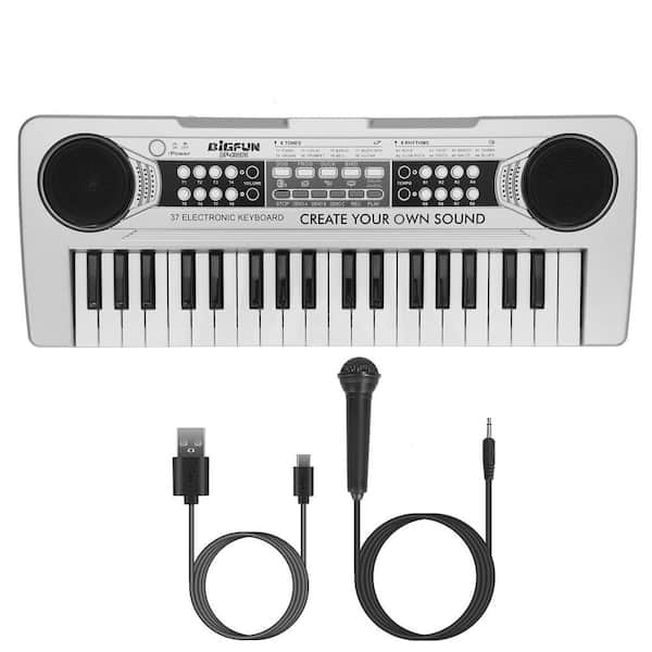 cenadinz Silver 37 Keys Digital Music Electronic Keyboard Electric Piano Musical Instrument Kids Keyboard/Microphone