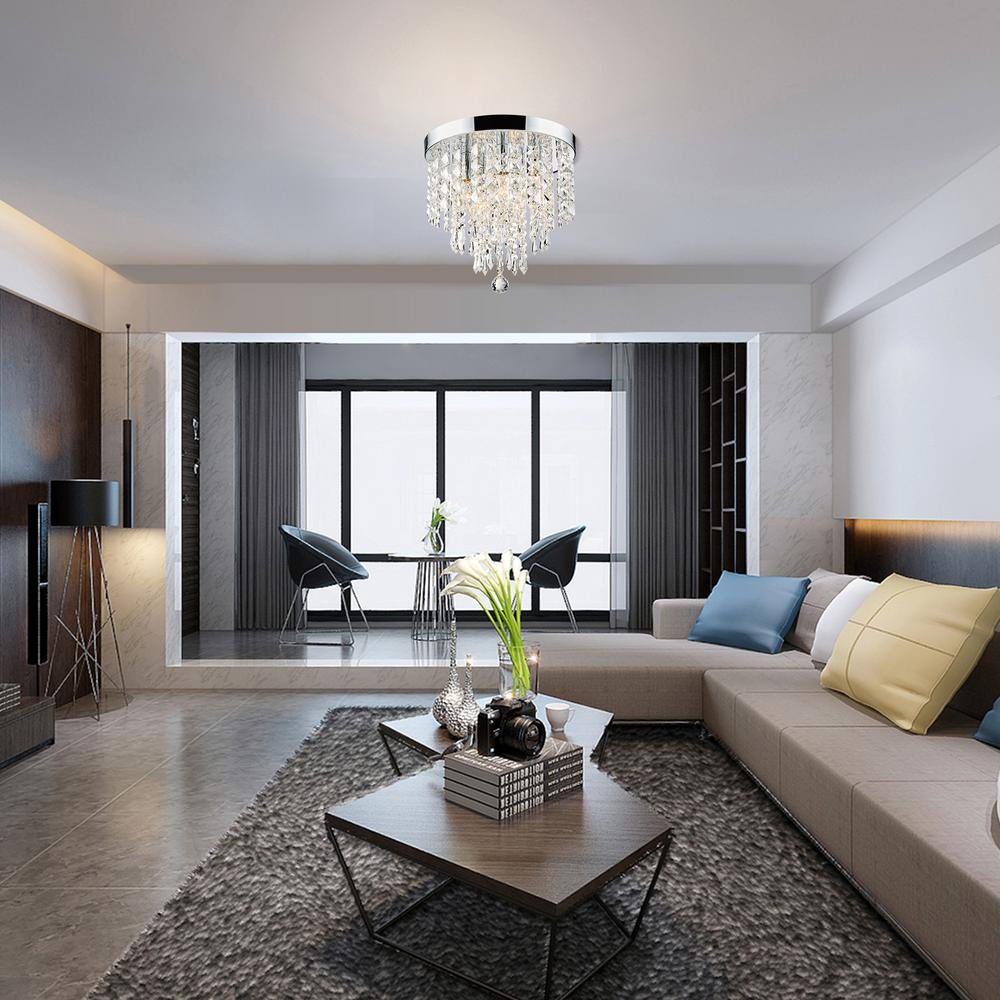 Merra 11" Chrome Crystal Close-to-Ceiling Light