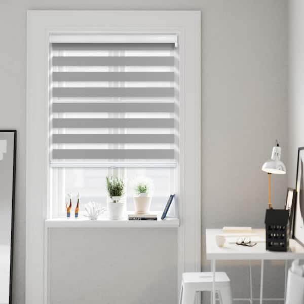 Chicology Cut-to-Size Storm Cordless Light Filtering Dual Layer Privacy Polyester Zebra Roller Shade 70.5 in. W x 72 in. L