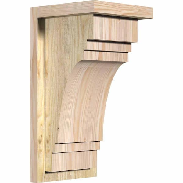 Ekena Millwork 8 in. x 8 in. x 16 in. Douglas Fir Pescadero Rough Sawn Corbel with Backplate