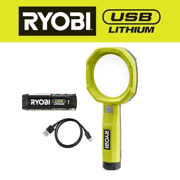 RYOBI USB Lithium 200 Lumens Magnifying Light Kit with 2.0 Ah Battery and USB Charging Cable