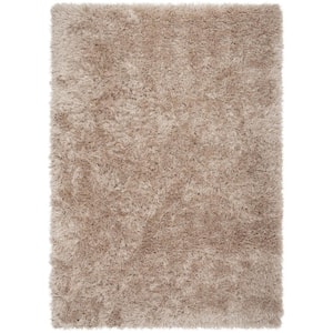 Kuki Chie Glam Solid Textured Ultra-Soft Beige 5 ft. 3 in. x 7 ft. 3 in. 2-Tone Shag Area Rug