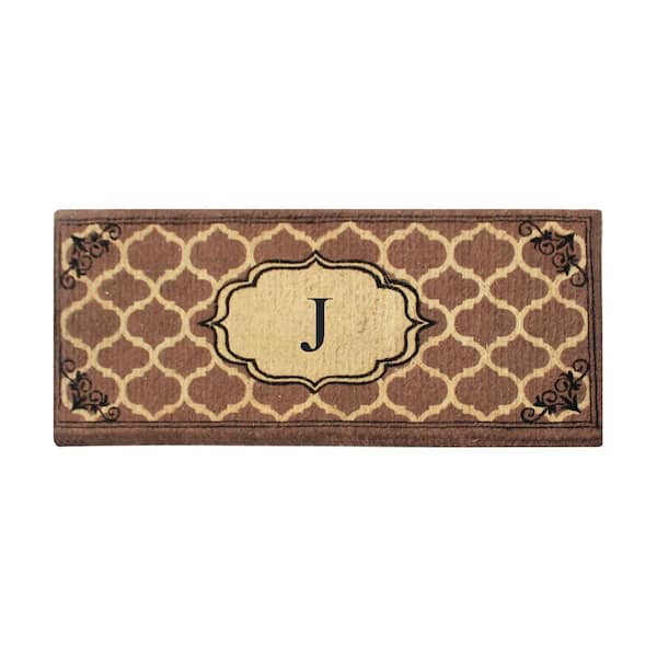 Unbranded A1HC First Impression Gayle Ogee Handmade 24 in. x 57 in. Entry Double Monogrammed J Door Mat